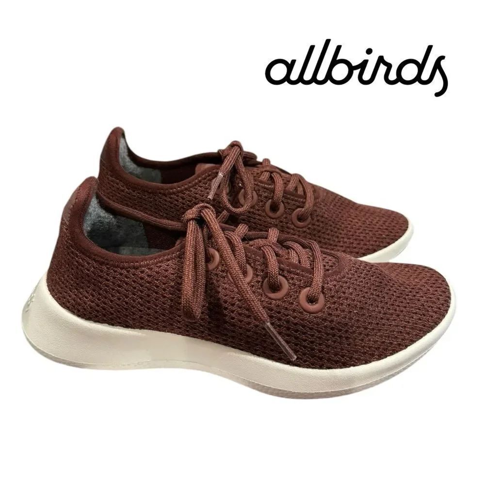 New Allbirds Women's Tree Runners Burgundy Fly Knit Tennis Shoes Sneakers 5